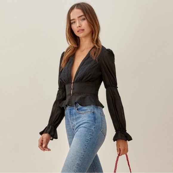 Reformation Tops - Reformation Meadowlark Top Size 2 Black